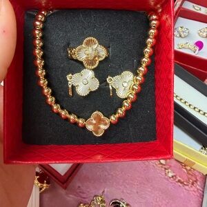 Elegant 14k laminated Gold  Floral Jewelry Set